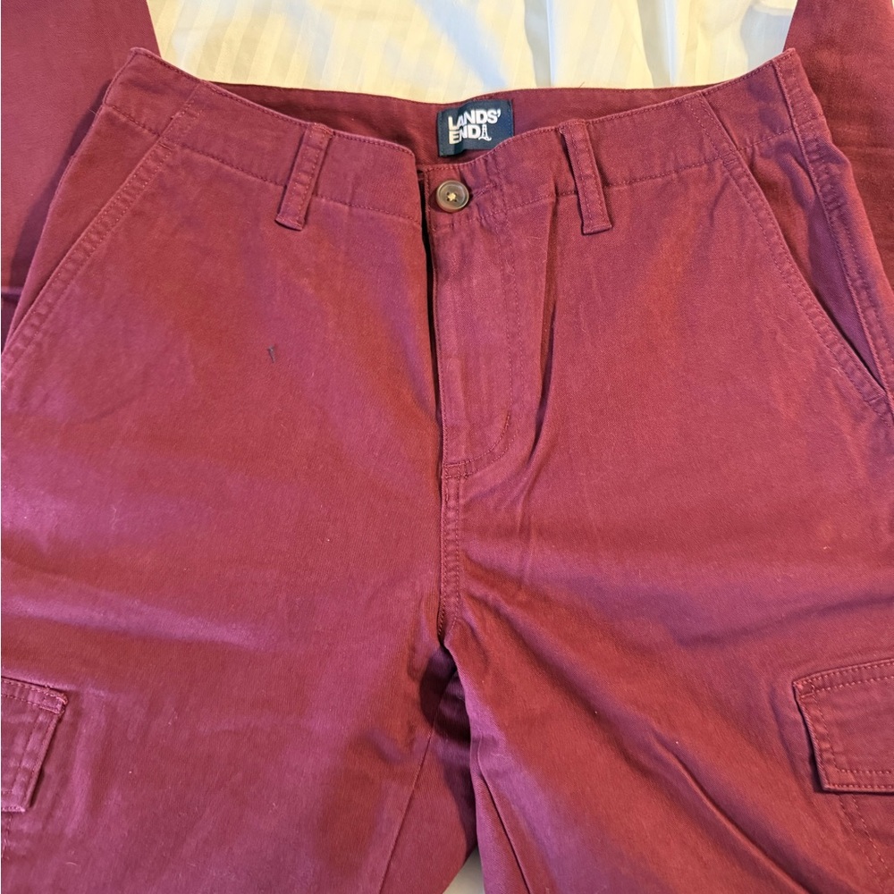 Lands' End Deep Red / Burgundy Skinny Cargo Trousers